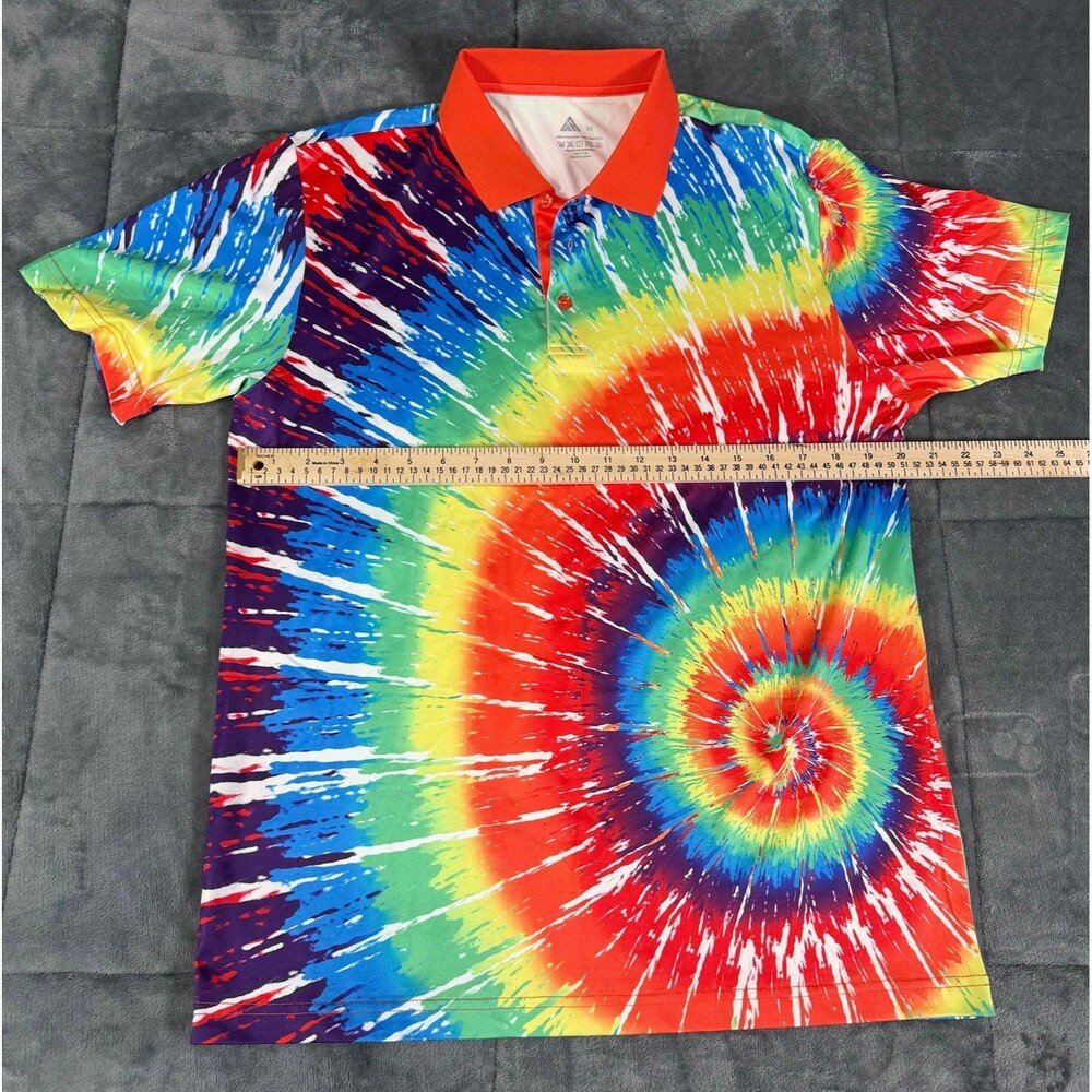 Arctic Cool Mens Medium Polo Shirt Tie Dye Rainbow Golf Performance Breathable M - Picture 4 of 5